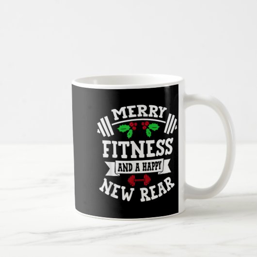 Merry Fitness And A Happy New Rear Funny Holidays  Kaffeetasse (Rechts)