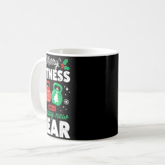 Merry Fitness Happy New Rear Christmas Holiday Gym Kaffeetasse (Vorderseite Links)