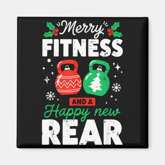 Merry Fitness Happy New Rear Christmas Holiday Gym Magnet (Vorne)