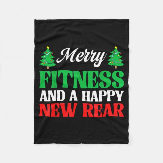 Merry Fitness Happy New Rear Workout Christmas Fleecedecke (Vorderseite)
