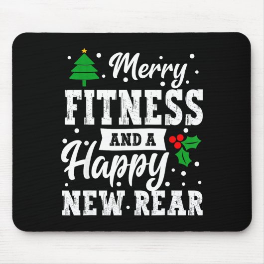 Merry Fitness Happy New Rear Workout Christmas Gym Mousepad (Vorne)