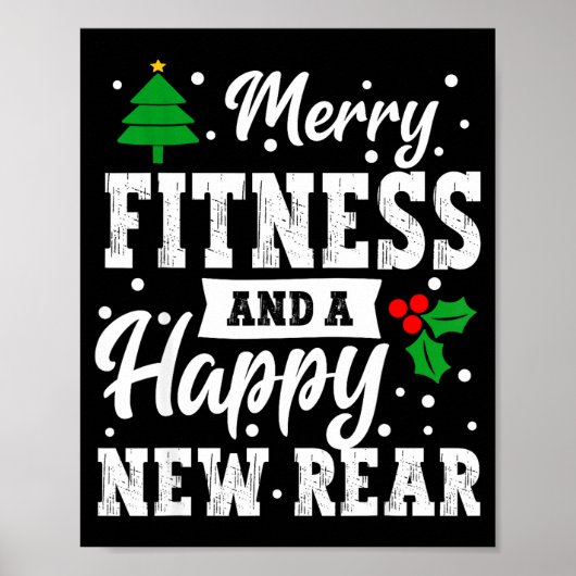 Merry Fitness Happy New Rear Workout Christmas Gym Poster (Vorne)