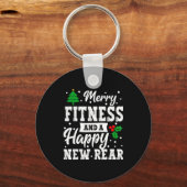 Merry Fitness Happy New Rear Workout Christmas Gym Schlüsselanhänger (Vorderseite)