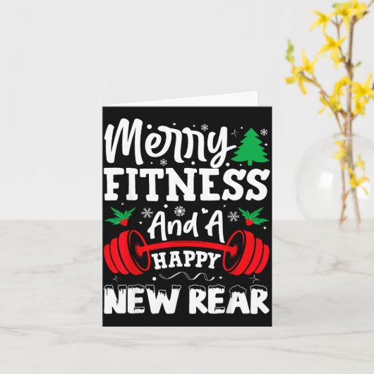 Merry Fitness Happy New Rear Workout Christmas  Karte (Gelbe Blume)