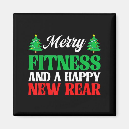 Merry Fitness Happy New Rear Workout Christmas  Magnet (Vorne)