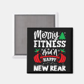Merry Fitness Happy New Rear Workout Christmas Magnet (Vorderseite/Rückseite)