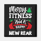 Merry Fitness Happy New Rear Workout Christmas  Magnet (Vorne)