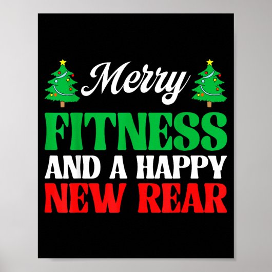 Merry Fitness Happy New Rear Workout Christmas Poster (Vorne)