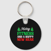 Merry Fitness Happy New Rear Workout Christmas Schlüsselanhänger (Vorderseite)