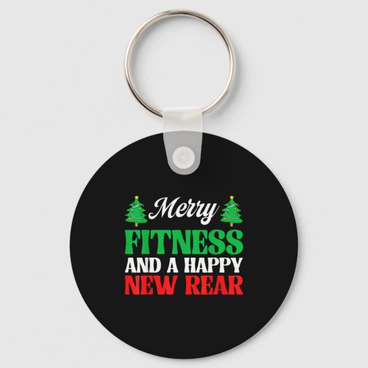 Merry Fitness Happy New Rear Workout Christmas  Schlüsselanhänger (Vorderseite)