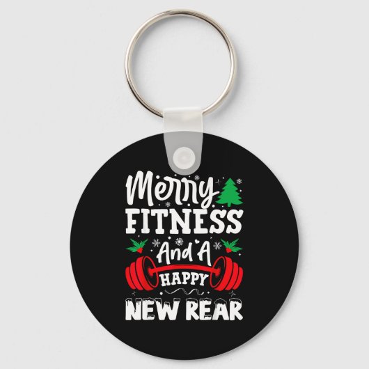 Merry Fitness Happy New Rear Workout Christmas  Schlüsselanhänger (Vorderseite)