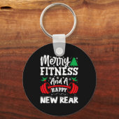 Merry Fitness Happy New Rear Workout Christmas  Schlüsselanhänger (Vorderseite)
