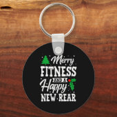 Merry Fitness Happy New Rear Workout Christmas  Schlüsselanhänger (Vorderseite)