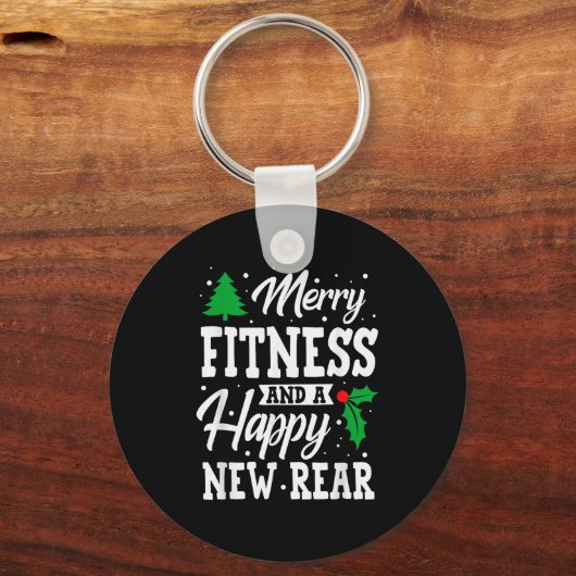Merry Fitness Happy New Rear Workout Christmas  Schlüsselanhänger (Vorderseite)