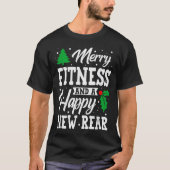 Merry Fitness Happy New Rear Workout Christmas T-Shirt (Vorderseite)