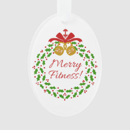 Merry Fitness Wreath Acryllic Oval Ornament