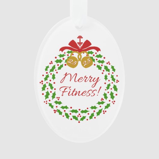 Merry Fitness Wreath Acryllic Oval Ornament (Vorderseite)