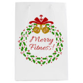 Merry Fitness Wreath Kettle Bells Geschenktasche Mittlere Geschenktüte (Vorderseite)