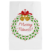 Merry Fitness Wreath Kettle Bells Geschenktasche Mittlere Geschenktüte (Rückseite)