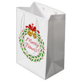 Merry Fitness Wreath Kettle Bells Geschenktasche Mittlere Geschenktüte (Rückseite Schrägansicht)