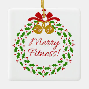 Merry Fitness Wreath Personalisiert Square Ornamen Keramikornament