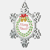 Merry Fitness Wreath Pewter Snowflake Ornament (Rechts)