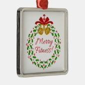Merry Fitness Wreath Premium Silver Ornament (Rechts)