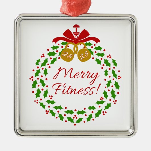 Merry Fitness Wreath Premium Silver Ornament (Vorne)