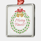 Merry Fitness Wreath Premium Silver Ornament (Links)