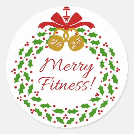 Merry Fitness Wreath Round Stickers (Vorderseite)