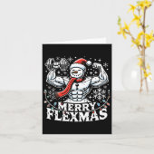Merry Flexmas - Snowman Flexing Christmas Gym Body Karte (Gelbe Blume)