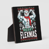 Merry Flexmas - Snowman Flexing Christmas Gym Fotoplatte (Vorderseite)