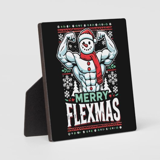 Merry Flexmas - Snowman Flexing Christmas Gym Fotoplatte (Vorderseite)