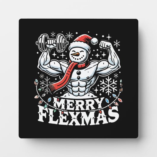 Merry Flexmas - Snowman Flexing Christmas Gym Fotoplatte (Vorderseite)