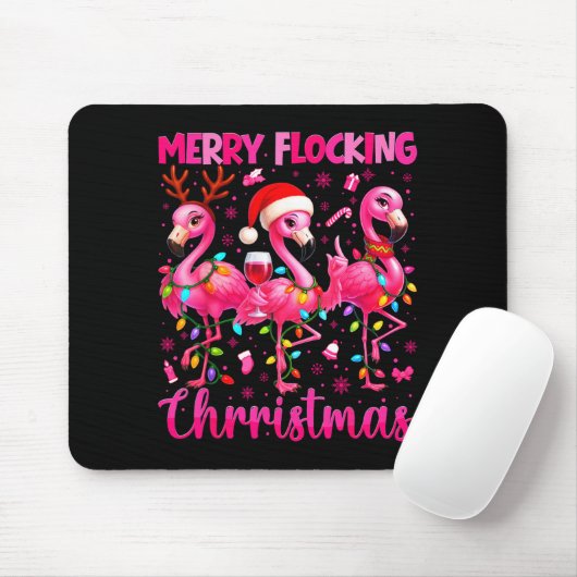 Merry Flocking Christmas Flamingo Drink Pjs Xmas M Mousepad (Mit Mouse)