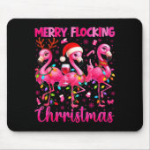 Merry Flocking Christmas Flamingo Drink Pjs Xmas M Mousepad (Vorne)