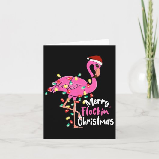 Merry Flocking Christmas Flamingo Xmas Karte (Vorderseite)