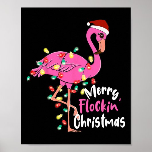 Merry Flocking Christmas Flamingo Xmas Poster (Vorne)