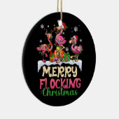 Merry Flocking Christmas Reindeer Santa Flamingo Keramik Ornament (Rechts)