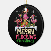 Merry Flocking Christmas Reindeer Santa Flamingo Keramik Ornament (Links)