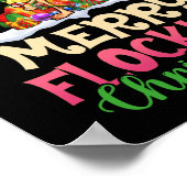 Merry Flocking Christmas Reindeer Santa Flamingo Poster (Ecke)