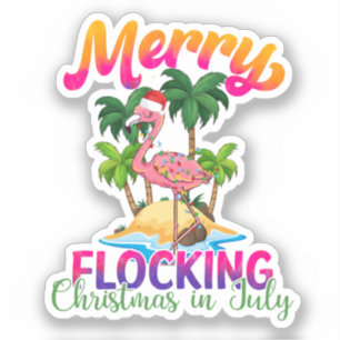Merry Flocking Christmas Weihnachten im Juli Aufkleber