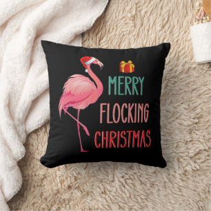 Merry Flocking Weihnachten Funny Flamingo Holiday Kissen