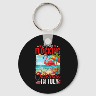 Merry Flocking Weihnachten im Juli Sommer Flamingo Schlüsselanhänger