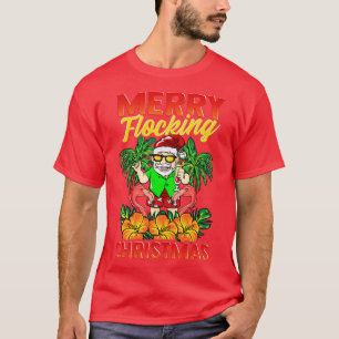 Merry Flocking Weihnachten Santa Flamingos Xmas T-Shirt