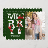 Merry Floral Foto Holiday Card Einladung (Vorne/Hinten)