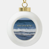 Merry Florida Christmas Oceans Waves Whitewash Keramik Kugel-Ornament (Vorderseite)
