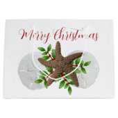 Merry Florida Christmas Starfish Sand Dollars Große Geschenktüte (Vorderseite)