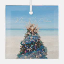 Merry Florida Christmas Tropical Beach HolidayTree Ornament Aus Glas