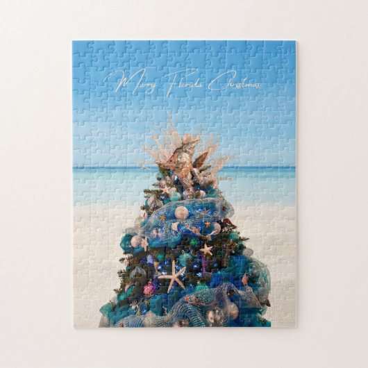 Merry Florida Christmas Tropical Beach HolidayTree Puzzle (Vertikal)